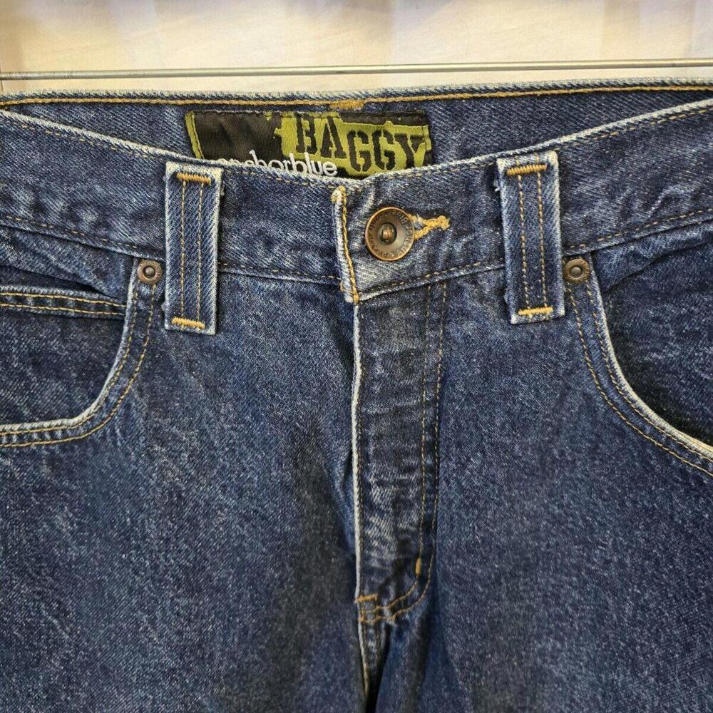 Vintage Y2K Anchor Blue BAGGY Skate Light Wash Denim Blue Jean Shorts Mens‎ 31 - Picture 4 of 15